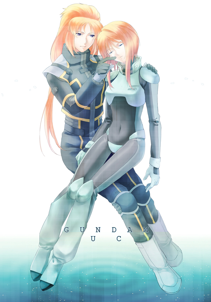 2girls, elpeo_puru, gundam, gundam_unicorn, lydi_(dd), marida_cruz, multiple_girls, orange_hair
