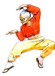 1girl, atlus, female_focus, flip-flops, gouketsuji_ichizoku, gouketsuji_otane, gouketsuji_oume, hair_bun