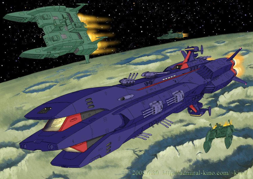 1980s_(style), cannon, densetsu_kyojin_ideon, kinoshita_teitoku, retro_artstyle, space, spacecraft, tagme