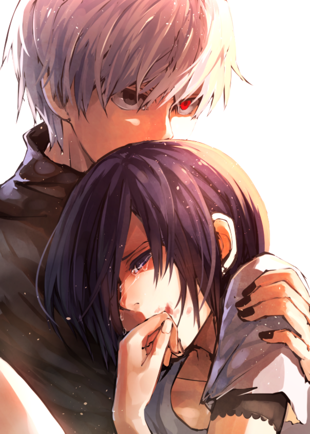 10s, 1boy, 1girl, blood, blood_on_face, blue_eyes, blue_hair, comforting