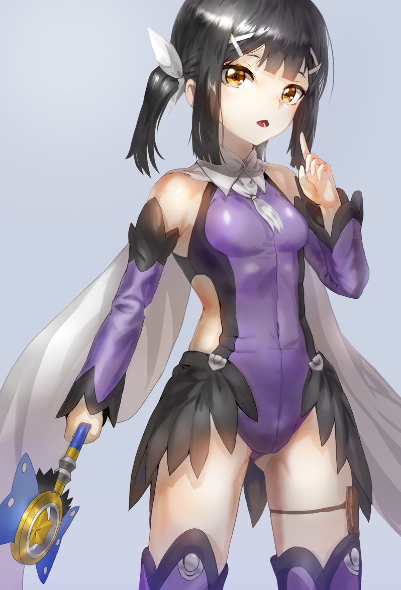 1girl, black_hair, covered_navel, fate/kaleid_liner_prisma_illya, fate_(series), female_focus, flat_chest, hair_ornament