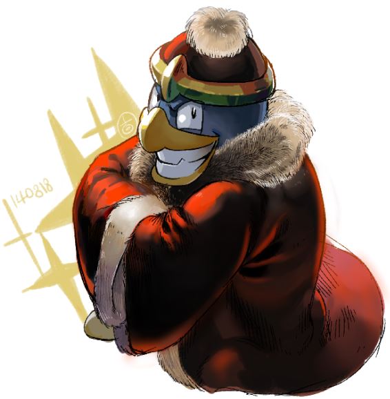 1boy, eun_dari, grin, hat, king_dedede, kirby_(series), looking_at_viewer, male_focus