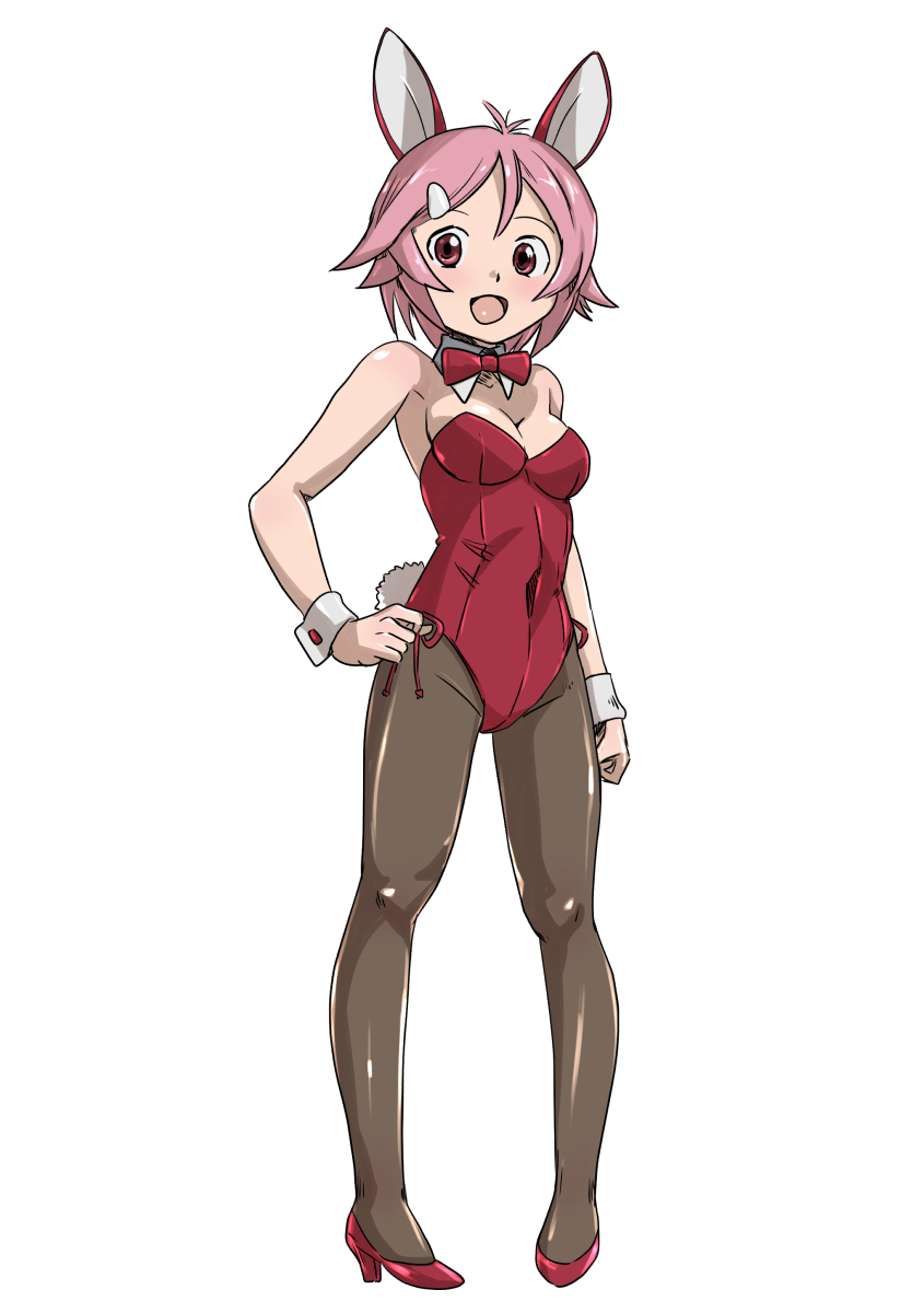 10s, 1girl, animal_ears, bow, bowtie, detached_collar, fake_animal_ears, female_focus