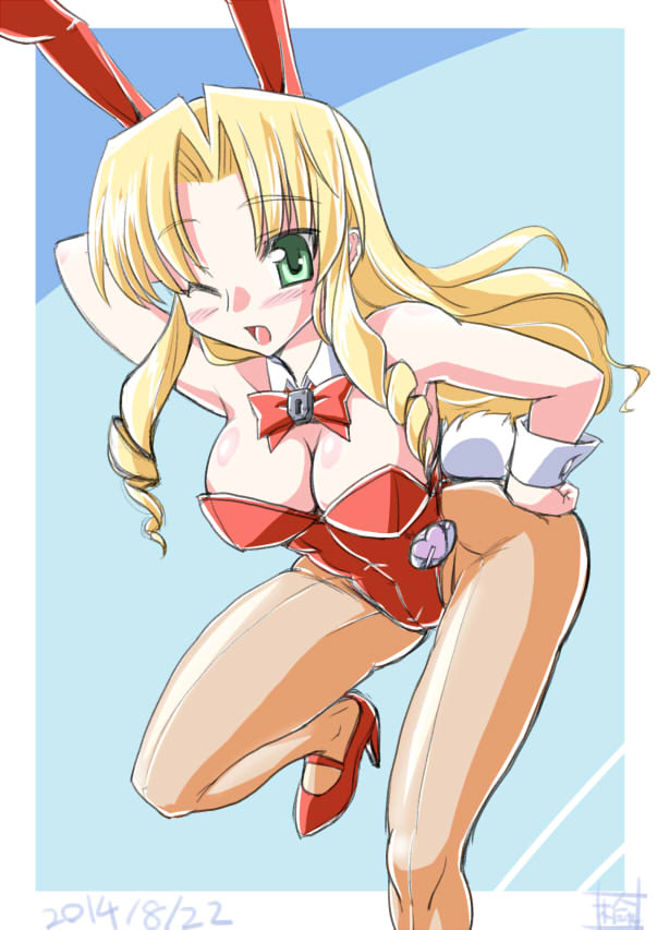 1girl, animal_ears, bad_id, bad_pixiv_id, blonde_hair, bow, bowtie, breasts