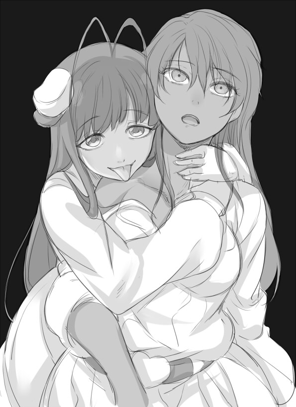 1boy, 1girl, androgynous, antenna_hair, bambietta_basterbine, bare_shoulders, bleach, bleach:_sennen_kessen-hen