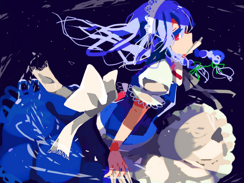 1girl, bad_id, bad_pixiv_id, bow, braid, female_focus, hair_ribbon, hazuki_shino