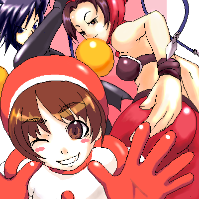 3girls, annie_hamilton, ass, atlus, brown_eyes, brown_hair, gouketsuji_ichizoku, hananokouji_kurara