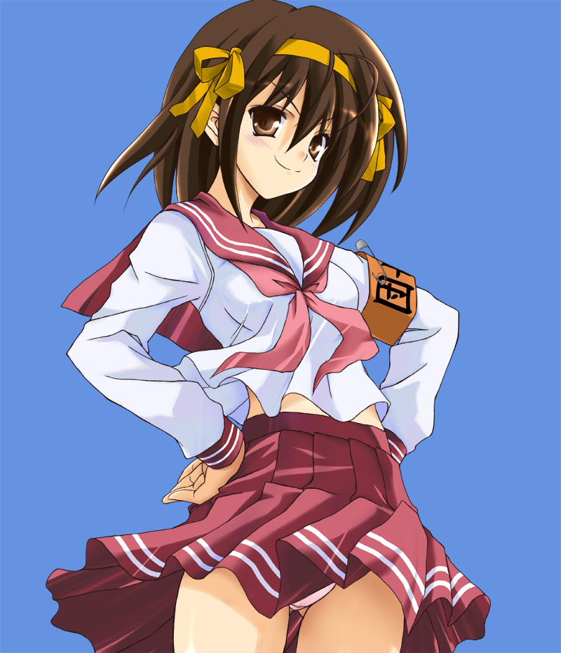 >:), 1girl, alternate_costume, bad_id, bad_pixiv_id, brown_eyes, brown_hair, company_connection