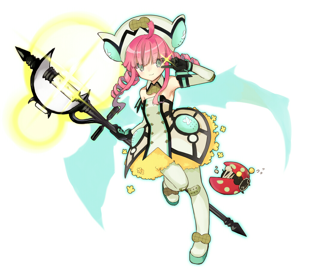 10s, 1girl, ahoge, blue_eyes, drill_hair, elbow_gloves, gloves, holding