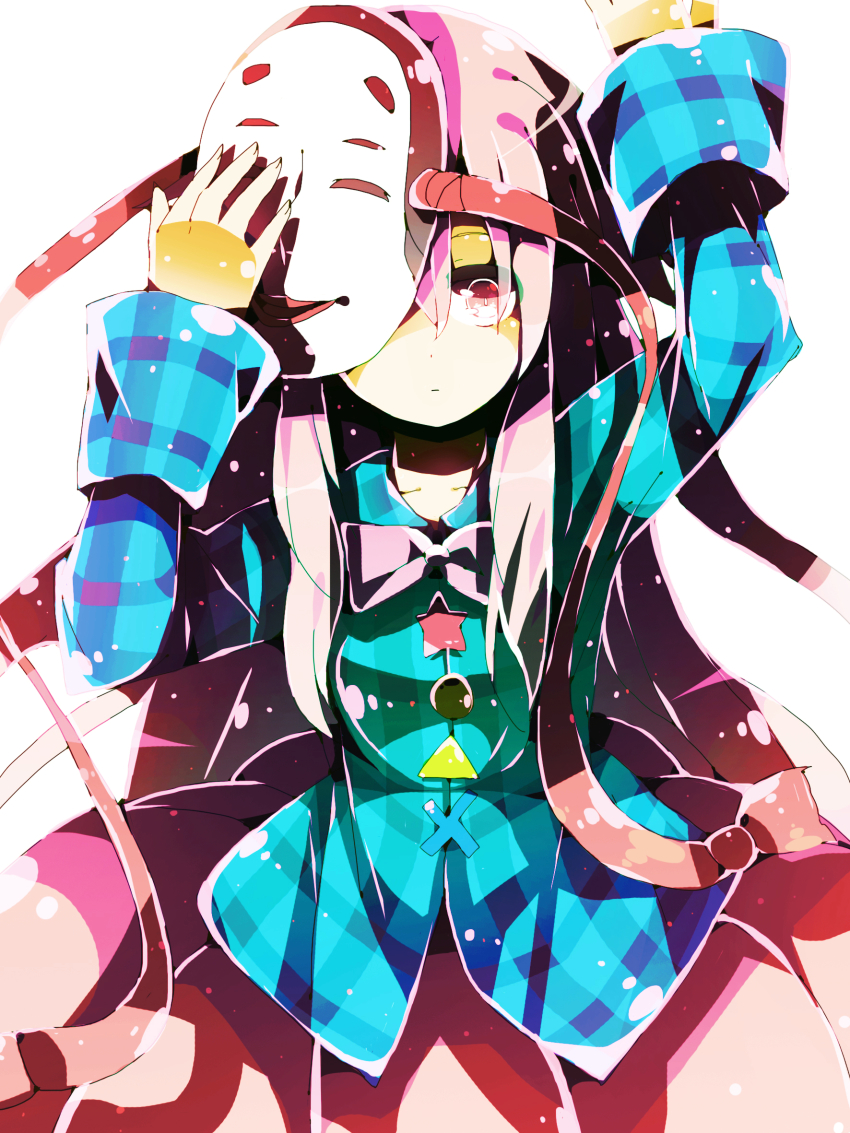 1girl, arm_up, bad_id, bad_pixiv_id, female_focus, hata_no_kokoro, hazuki_shino, highres