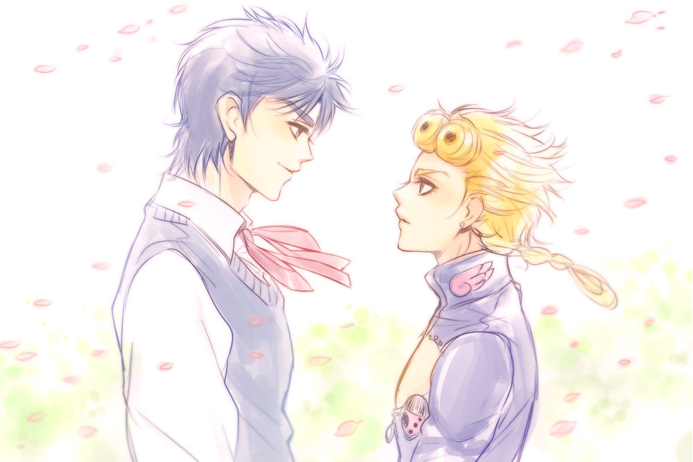 2boys, bad_id, bad_pixiv_id, blonde_hair, blue_hair, father_and_child, father_and_son, giorno_giovanna