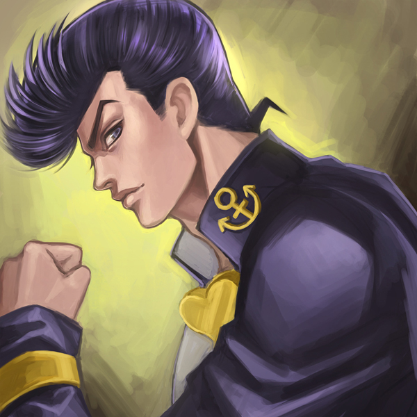 1boy, anchor, bad_id, bad_pixiv_id, black_hair, gakuran, heart, higashikata_josuke