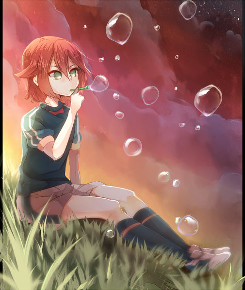 1boy, bad_id, bad_pixiv_id, grass, green_eyes, inazuma_eleven, inazuma_eleven_(series), inazuma_japan