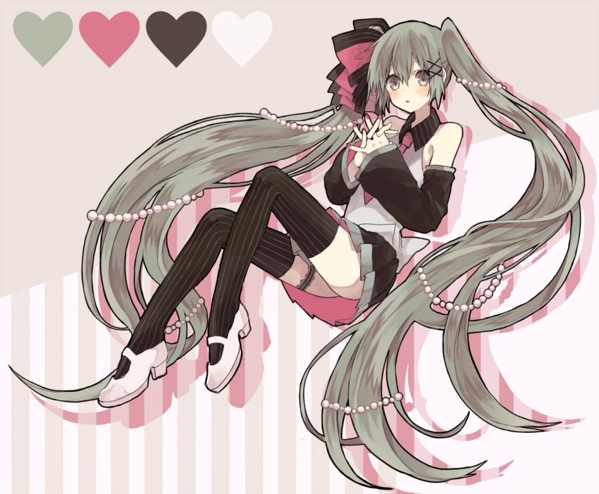 1girl, aizawa_mota, bad_id, bad_pixiv_id, detached_sleeves, female_focus, frilled_thigh_strap, green_eyes