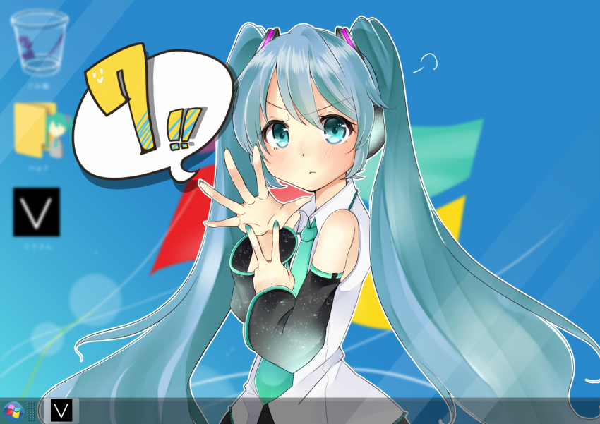 1girl, aqua_eyes, aqua_hair, detached_sleeves, female_focus, hachipuyo, hatsune_miku, long_hair