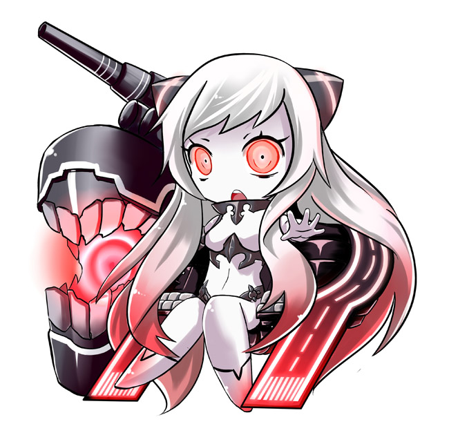 10s, 1girl, abyssal_ship, airfield_princess, chibi, colored_skin, erusen_(des-arms), female_focus