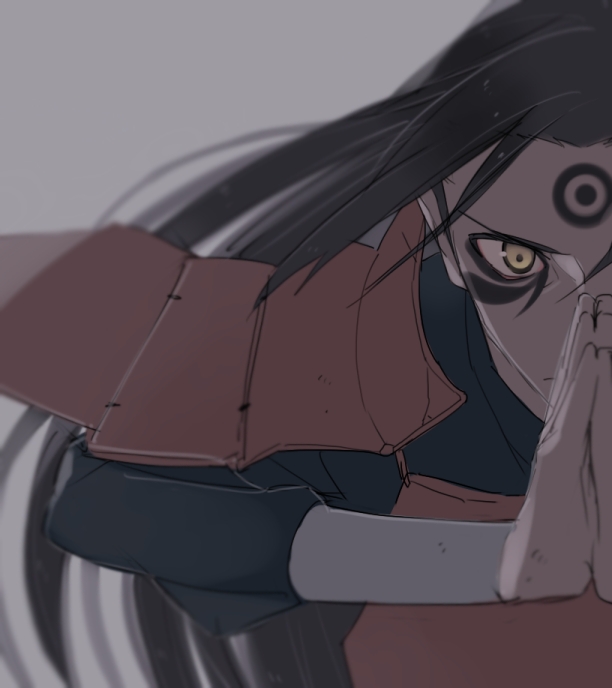 1boy, armor, black_hair, ctr_sn, facial_mark, long_hair, male_focus, md5_mismatch