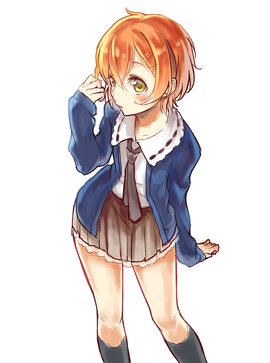 10s, 1girl, blush, flat_chest, hair_ornament, hairclip, highres, hoshizora_rin