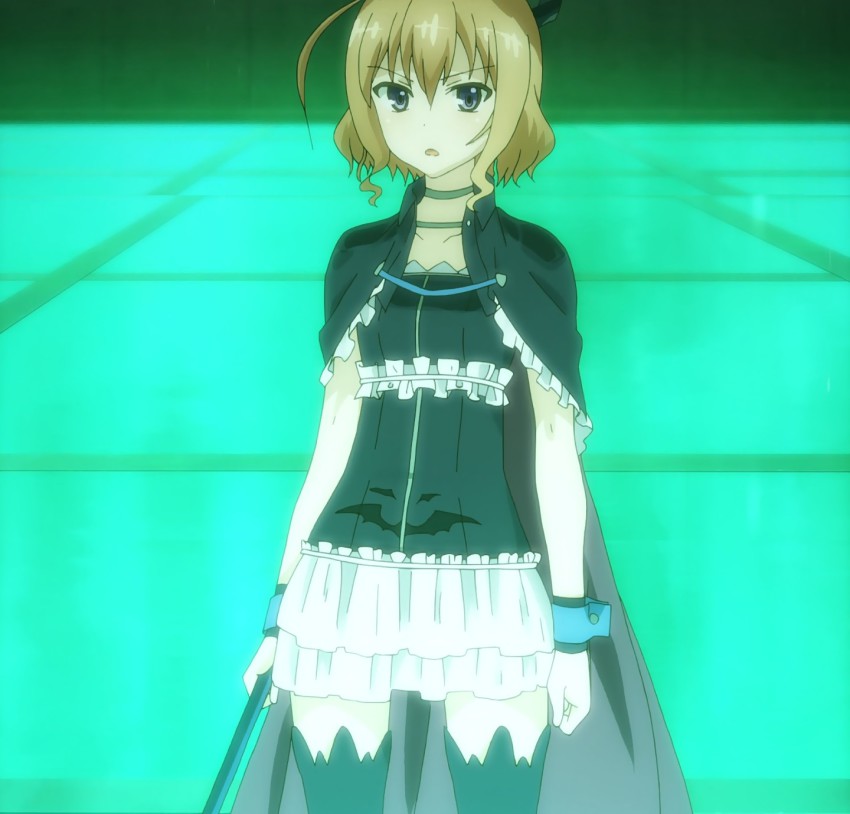 aika_maki, cape, highres, magical_girl, orange_hair, purple_eyes, rokujouma_no_shinryakusha!?, screencap