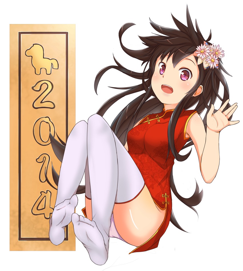 10s, 1girl, 2014, 53c_(ray_cordova), breasts, brown_hair, chinese_clothes, feet