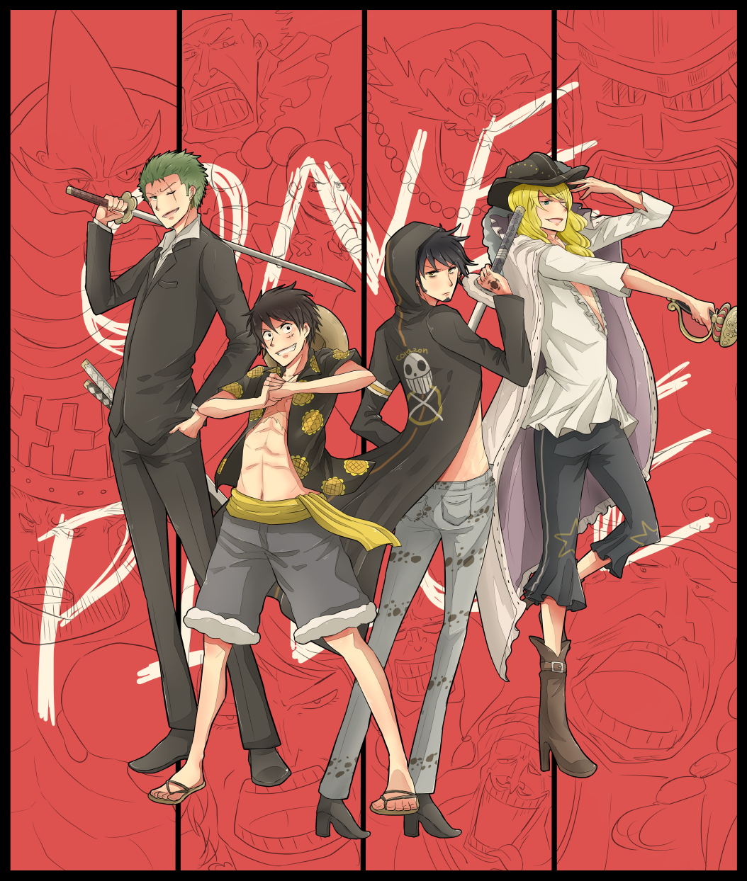 4boys, 6+boys, abdullah, blonde_hair, blue_gilly, cavendish_(one_piece), chinjao, dagama_(one_piece)