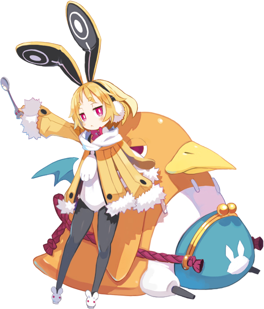 1girl, animal_ears, animal_hood, black_pantyhose, blonde_hair, disgaea, earmuffs, expressionless