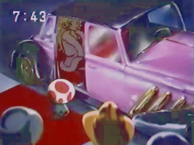 1girl, 4boys, animated, animated_gif, bare_legs, blonde_hair, blowing_kiss, car