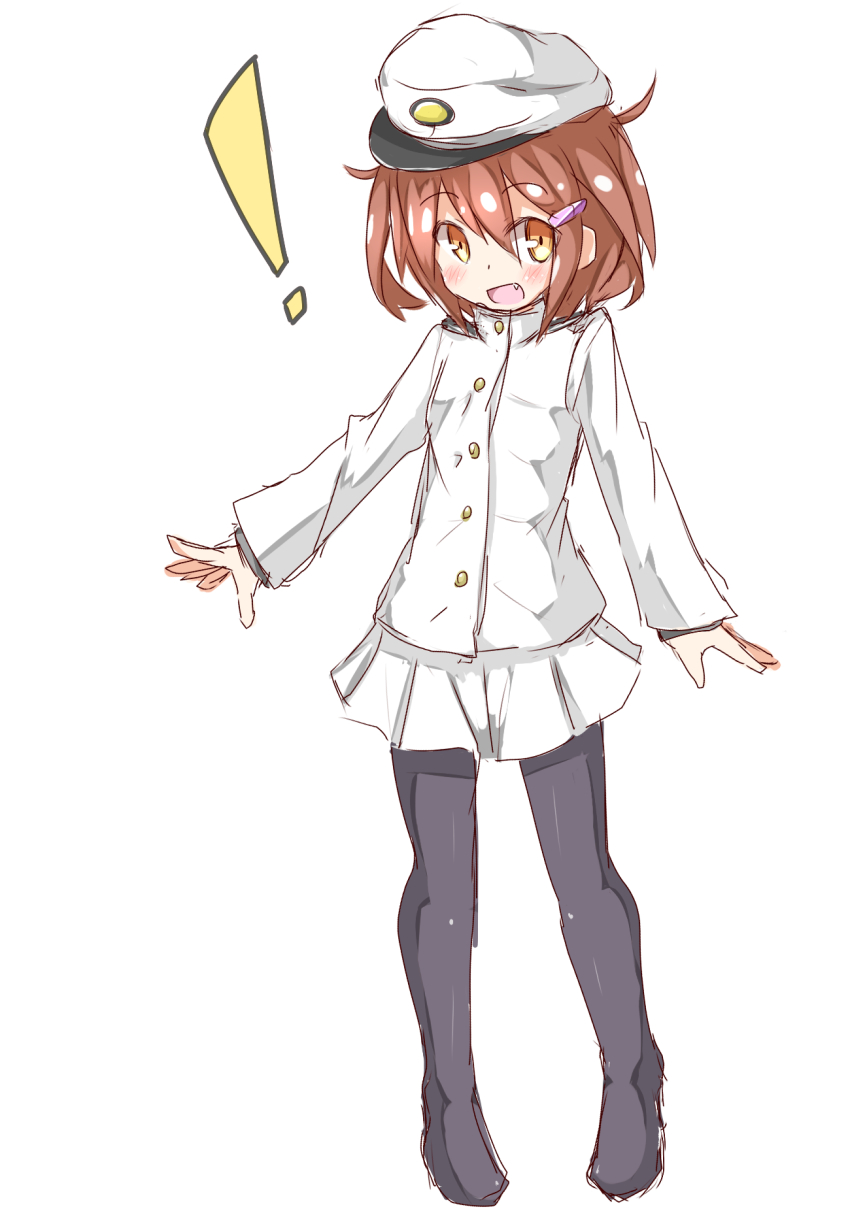 !, 10s, 1girl, beize_(garbage), brown_eyes, brown_hair, circle_garbage, fang