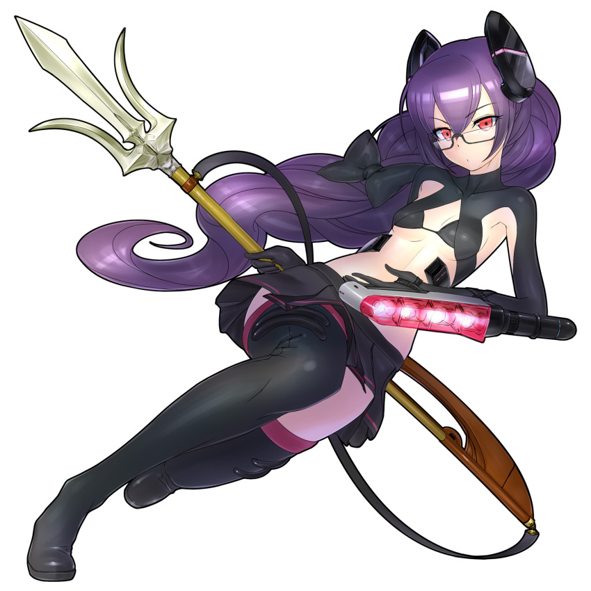 1girl, boots, bow, breasts, female_focus, full_body, glasses, gloves