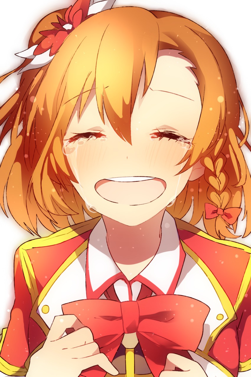 10s, 1girl, bad_id, bad_pixiv_id, bokura_no_live_kimi_to_no_life, bow, braid, brown_hair