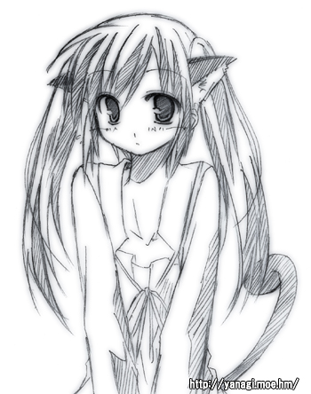 00s, animal_ears, cat_ears, greyscale, lowres, monochrome, ryuuryuu, suzumiya_haruhi_no_yuuutsu