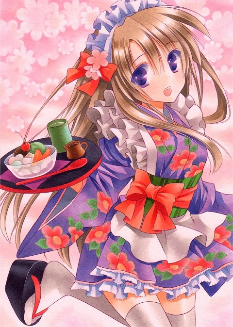 1girl, :d, bad_id, bad_pixiv_id, brown_hair, female_focus, food, ice_cream