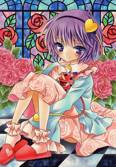 1girl, bad_id, bad_pixiv_id, female_focus, flower, hairband, hugging_own_legs, kingin_shishou