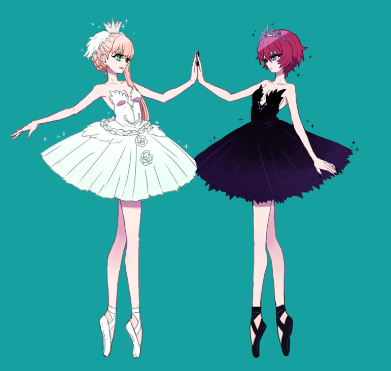 10s, 2girls, aldnoah.zero, asseylum_vers_allusia, bad_id, bad_pixiv_id, ballerina, ballet