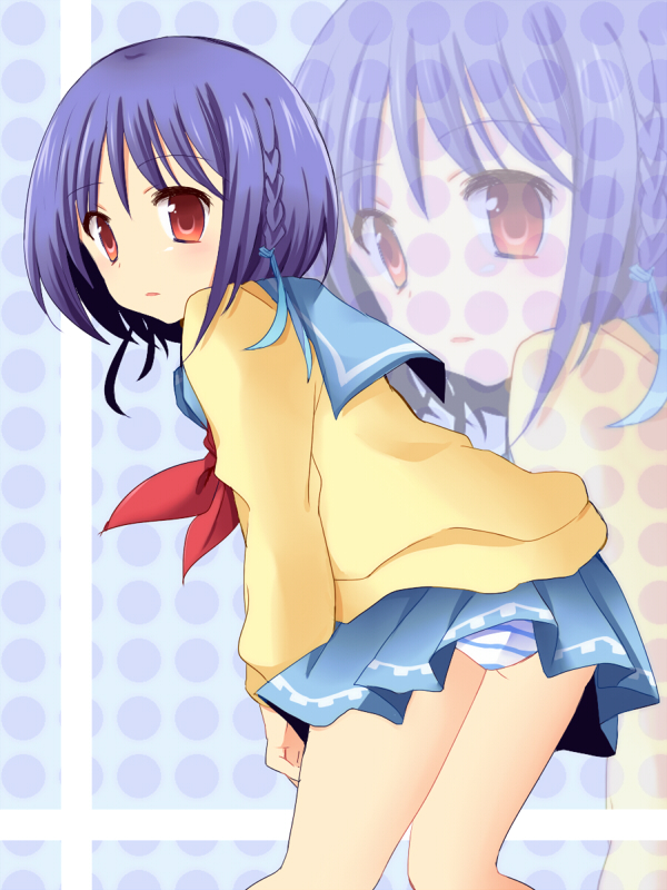 1girl, bad_id, bad_pixiv_id, bent_over, female_focus, looking_at_viewer, oone_touka, original