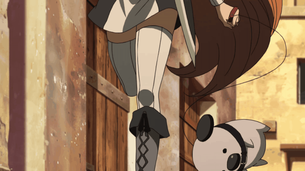 10s, 1girl, akame_ga_kill!, animated, animated_gif, armor, brown_eyes, brown_hair, hekatonkheires, koro, long_hair, ponytail, seryu_ubiquitous, standing, very_long_hair