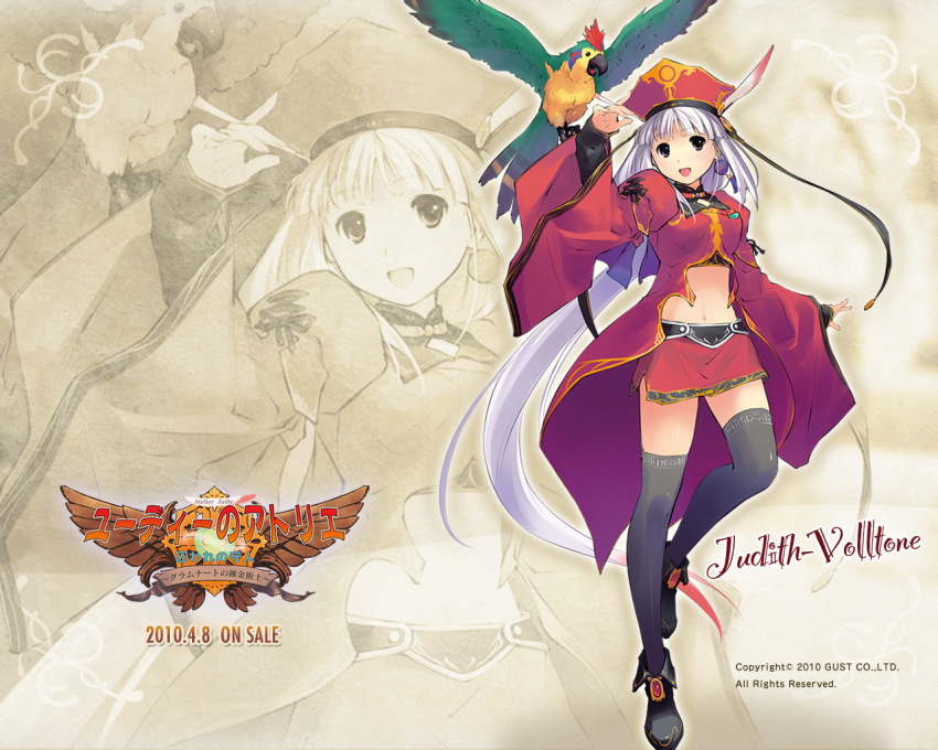 1girl, animal_on_arm, arm_up, artist_request, atelier_(series), atelier_judie, bird, bird_on_arm