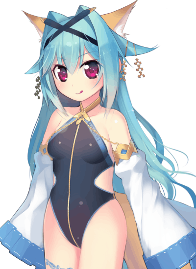 1girl, :q, animal_ears, animated, animated_gif, bare_shoulders, blinking, blue_hair