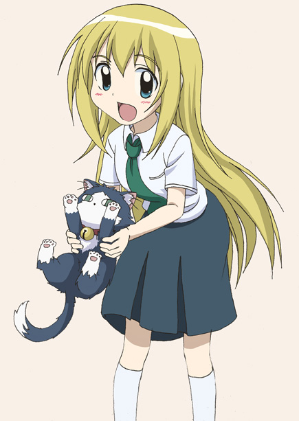 00s, 1girl, animal, blonde_hair, blue_eyes, buchi, c-lop, cat
