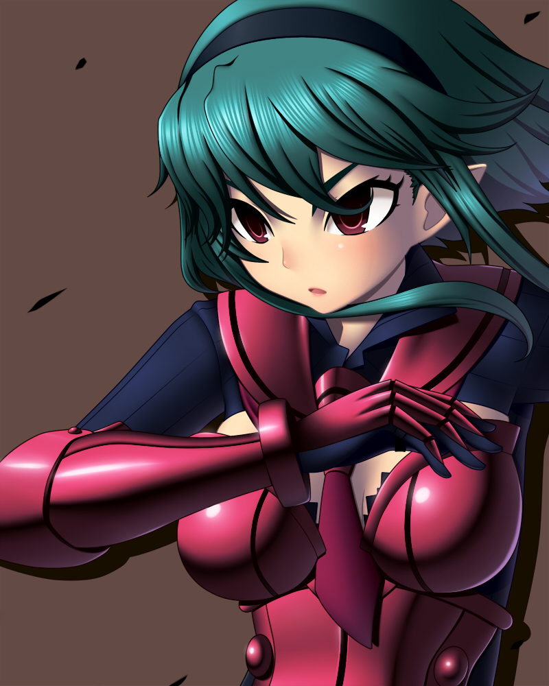 1girl, amase_(yagami666), armor, bad_id, bad_pixiv_id, barbara_(disgaea), brown_background, disgaea