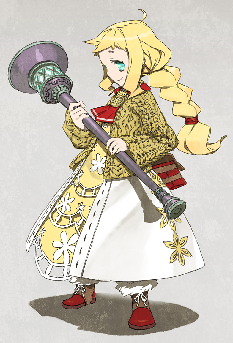 1girl, 7th_dragon, 7th_dragon_(series), blue_hair, braid, dress, green_eyes, healer_(7th_dragon)