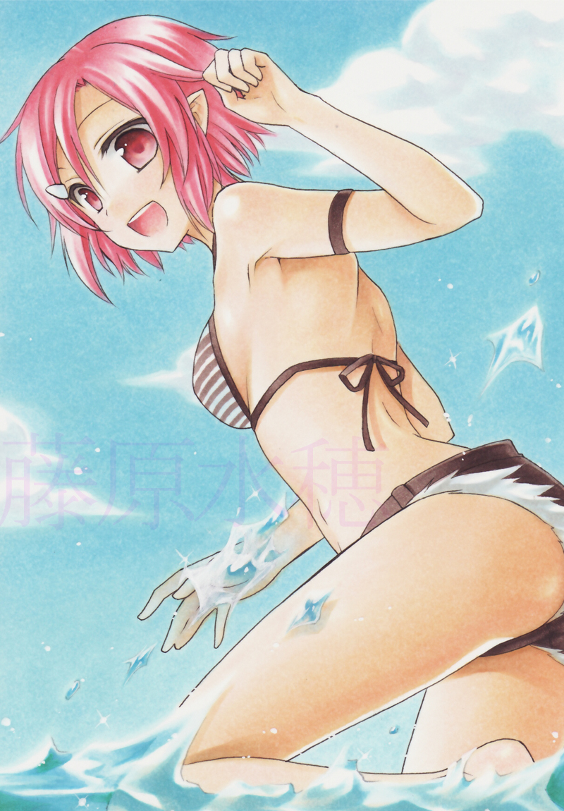 10s, 1girl, bad_id, bad_pixiv_id, bikini, breasts, female_focus, fujiwara_minaho