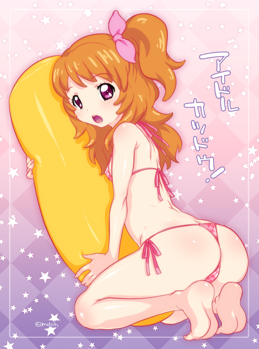 10s, 1girl, aikatsu!, aikatsu!_(series), ass, back, barefoot, bikini