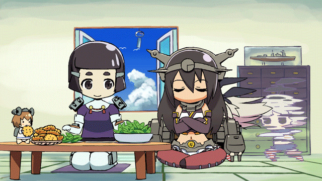 10s, 4girls, ?, animated, animated_png, bird, blonde_hair, chibi