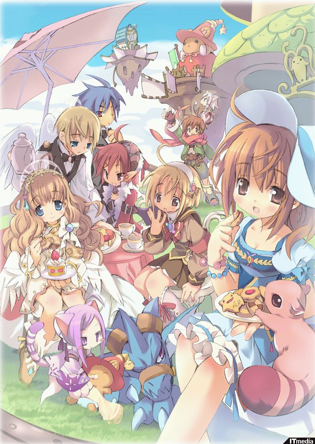 3boys, 6+girls, angel, angel_wings, animal, animal_ears, blush, cat_ears