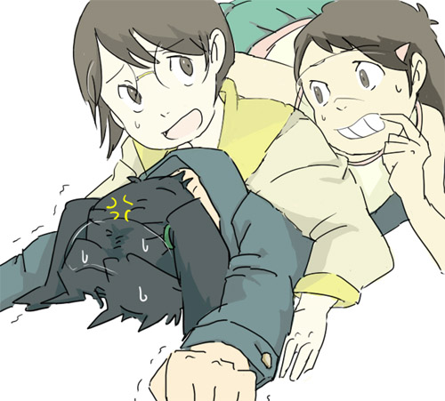 00s, amasawa_yuuko, angry, brown_eyes, brown_hair, dennou_coil, glasses, hashimoto_fumie