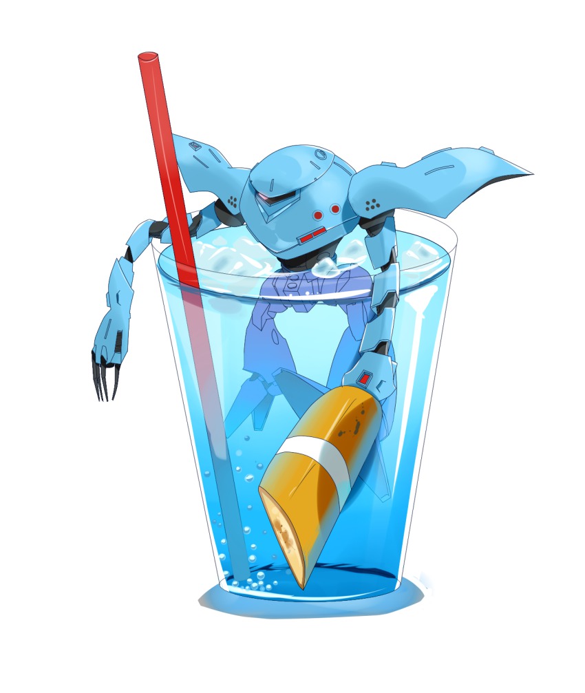 1980s_(style), bunsuke, drink, drinking_straw, glass, gundam, gundam_0080, highres
