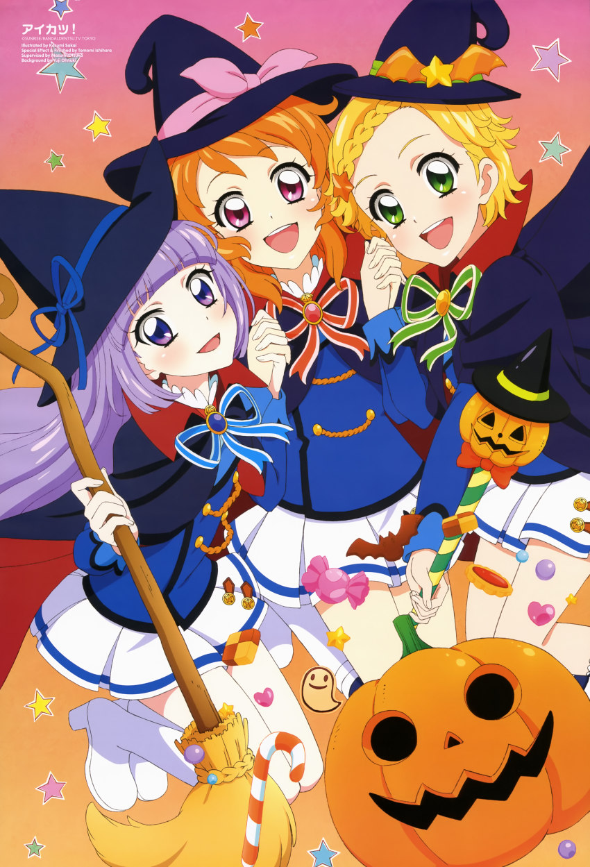 10s, 3girls, absurdres, aikatsu!, aikatsu!_(series), animage, blonde_hair, boots