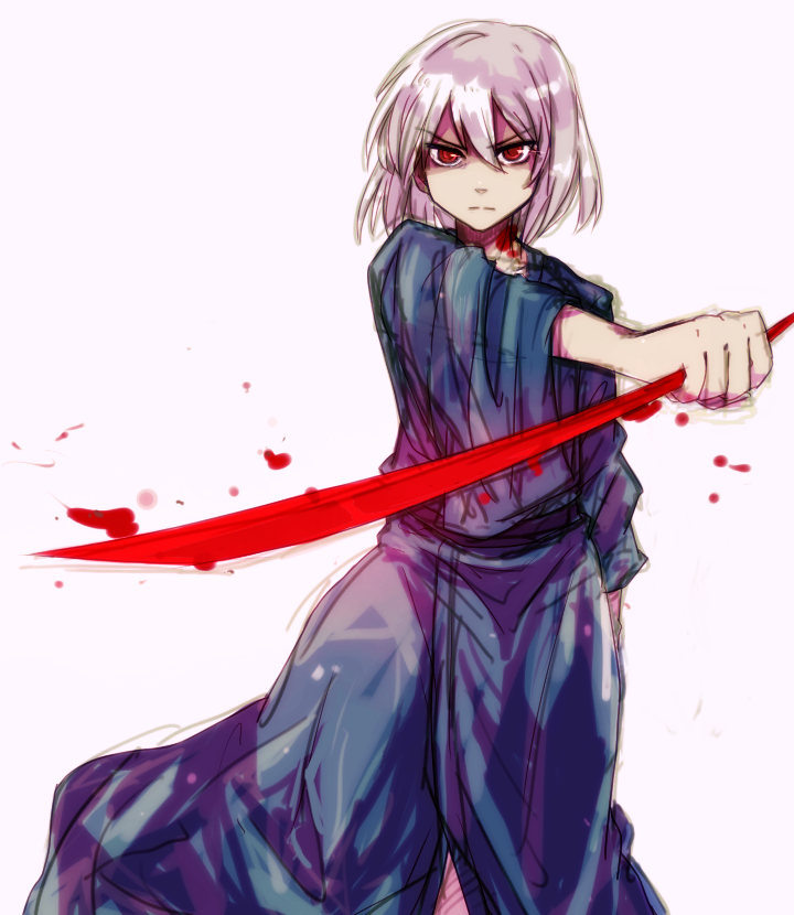 00s, 1boy, bad_id, bad_pixiv_id, blood, blood_on_clothes, blood_on_face, blood_sword