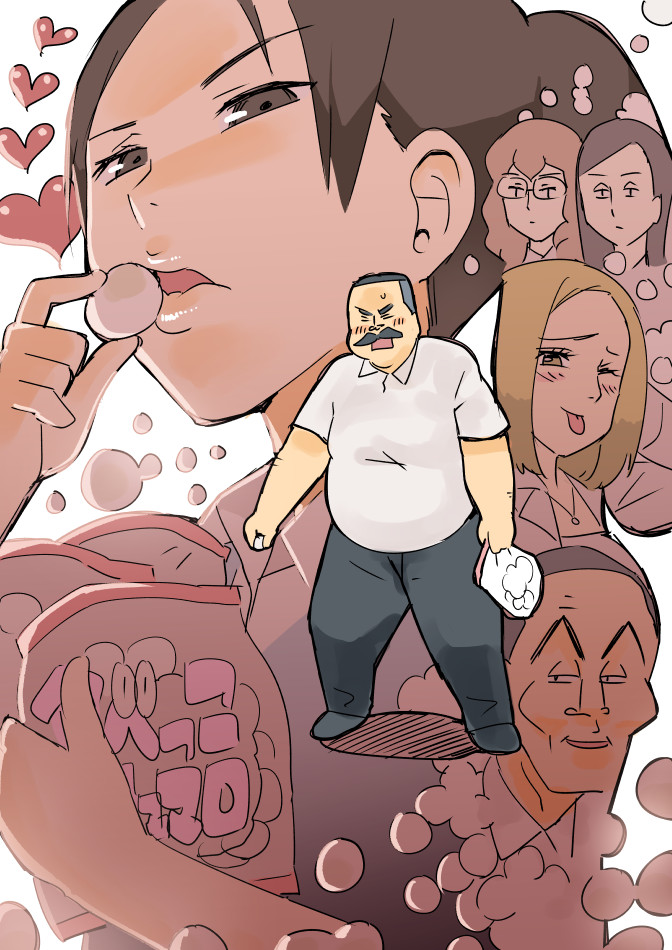 10s, 3boys, 3girls, :p, black_hair, blush, brown_hair, crossdressing